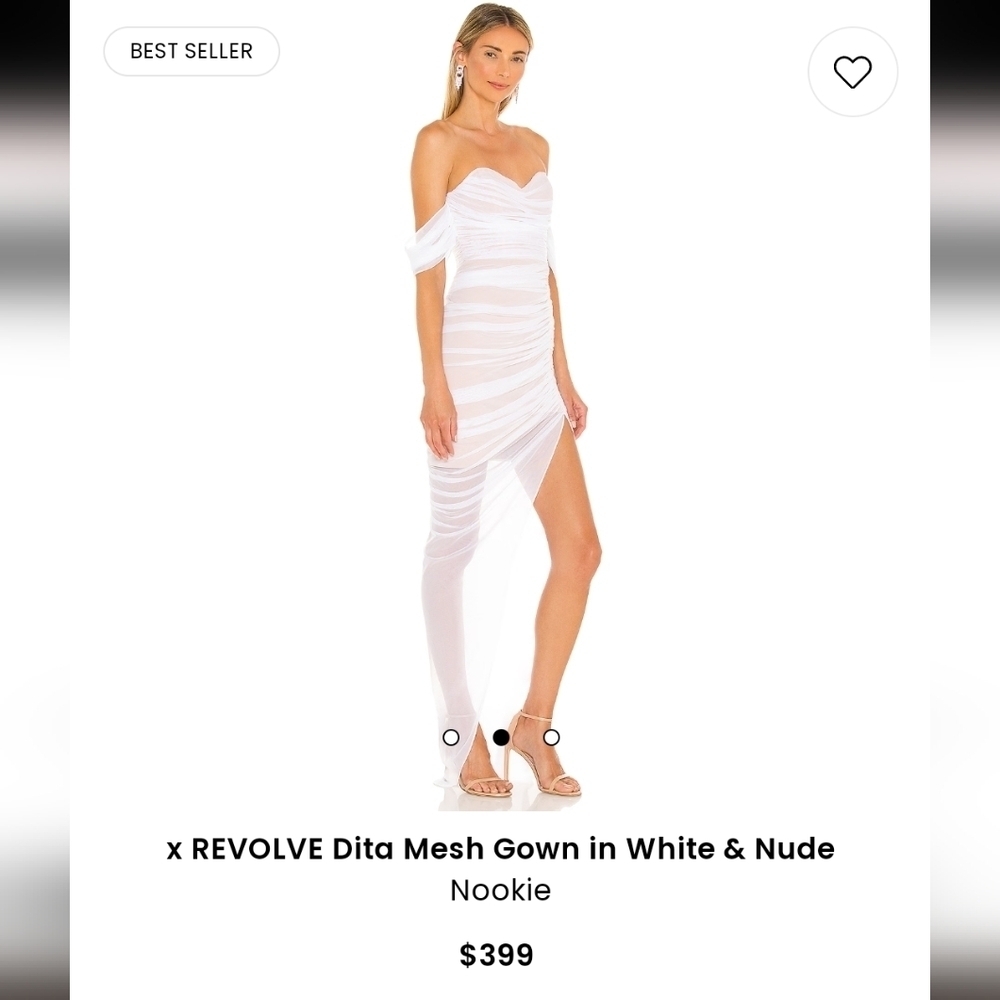 Nookie Asymmetrical Dress in White and Nude